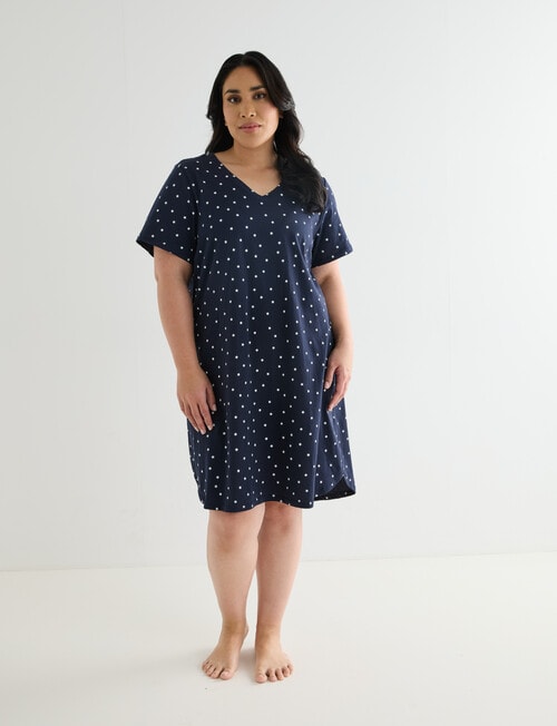 Studio Curve Sleep T-Shirt Nightie, Navy Stars product photo View 03 L