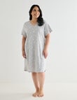 Studio Curve Sleep T-Shirt Nightie, Grey Marle Daisy product photo