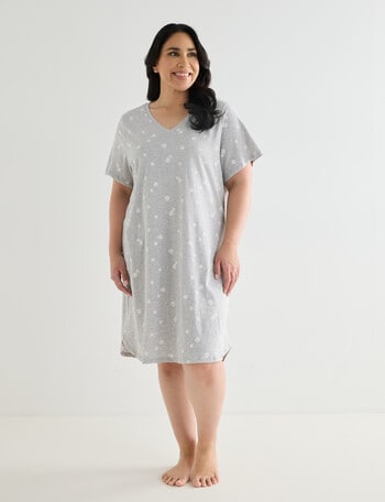 Studio Curve Sleep T-Shirt Nightie, Grey Marle Daisy product photo
