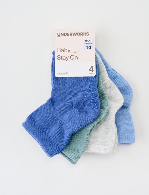 Underworks Underworks Infants Plain Crew Socks, 4-Pack, Blue product photo View 02 L