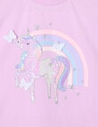 Mac & Ellie Unicorn Rainbow Short Sleeve Boxy Tee, Bright Lilac product photo View 02 S