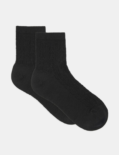 Levante Mia Pointelle Crew Socks, Nero product photo