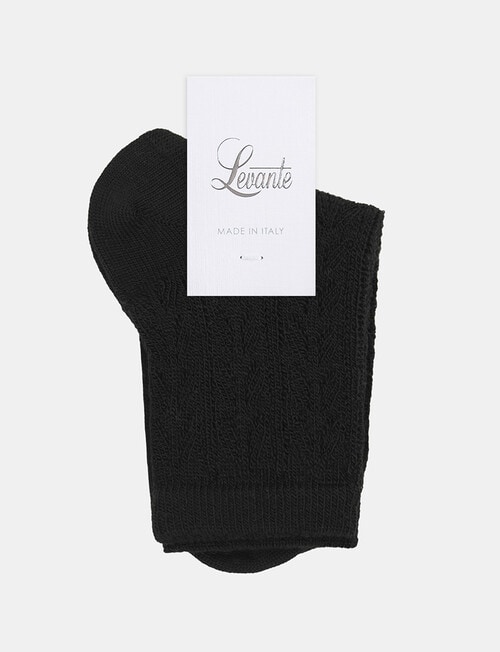 Levante Mia Pointelle Crew Socks, Nero product photo View 02 L