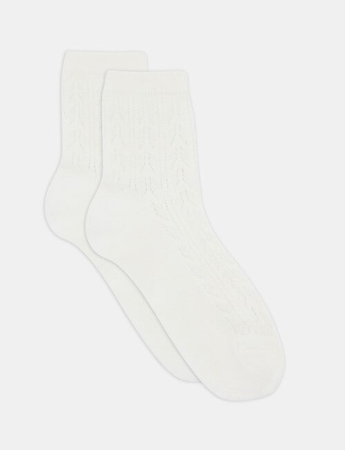 Levante Mia Pointelle Crew Socks, Cr&egrave;me product photo