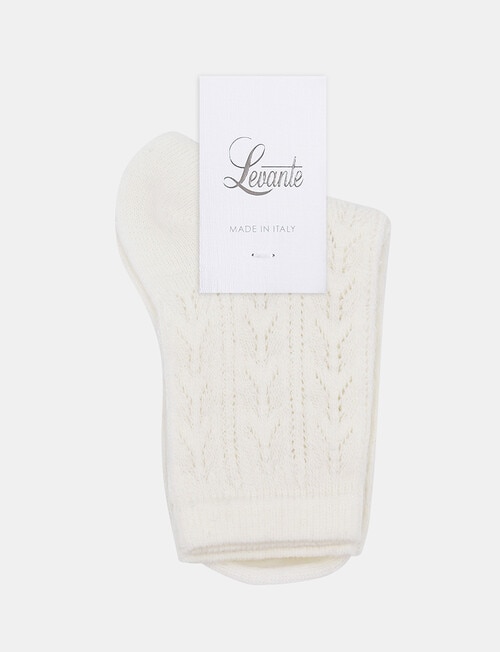 Levante Mia Pointelle Crew Socks, Cr&egrave;me product photo View 02 L