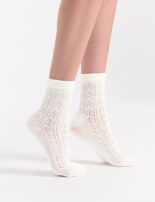 Levante Mia Pointelle Crew Socks, Cr&egrave;me product photo View 04 L