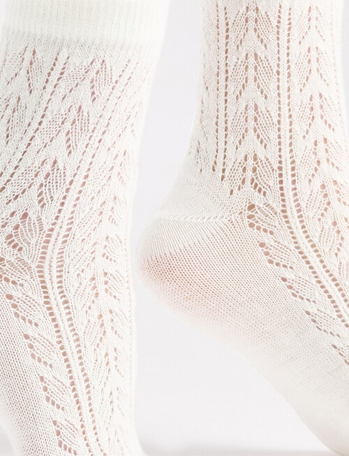 Levante Mia Pointelle Crew Socks, Cr&egrave;me product photo View 05 L