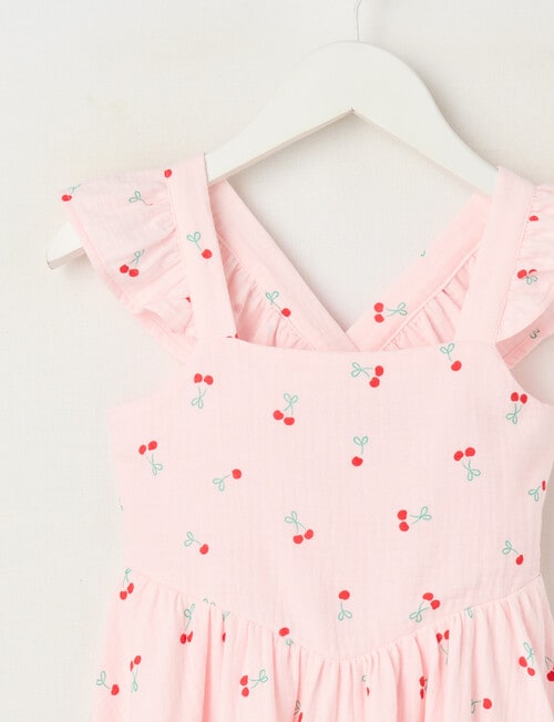 Mac & Ellie Flutter Sleeve Cherry Dress, Baby Pink product photo View 02 L