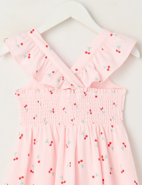 Mac & Ellie Flutter Sleeve Cherry Dress, Baby Pink product photo View 03 L