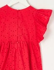 Mac & Ellie Frill Sleeve Cotton Broderie Dress, Cherry Red product photo View 04 S