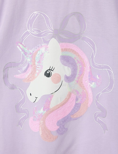 Mac & Ellie Unicorn Bow Short Sleeve Boxy Tee, Lilac product photo View 02 L