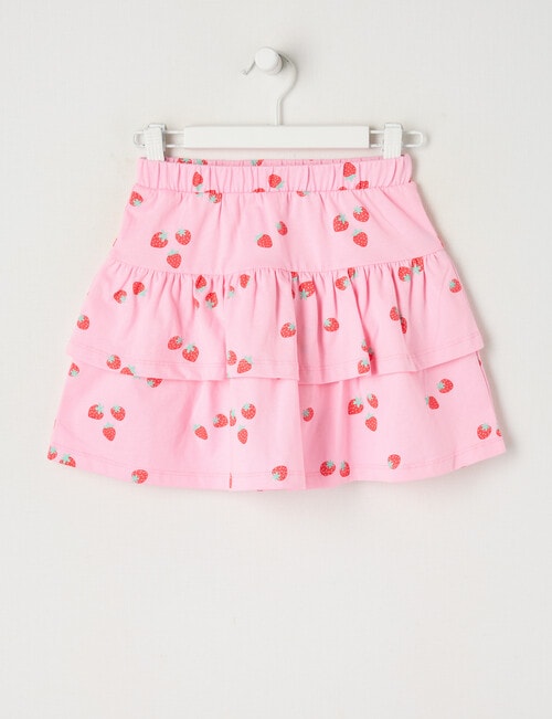 Mac & Ellie Strawberries Knit Tiered Skort, Pink Sugar product photo