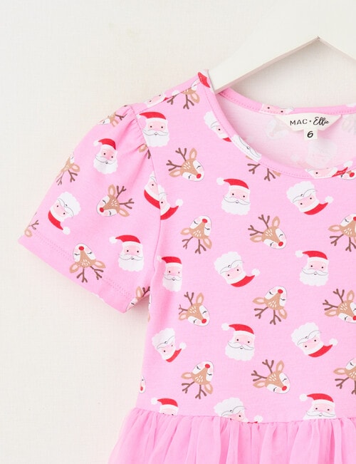 Mac & Ellie Xmas Santa Short Sleeve Tutu Dress, Candy Pink product photo View 02 L