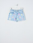 Mac & Ellie Denim Crochet Daisies Short, Light Blue product photo