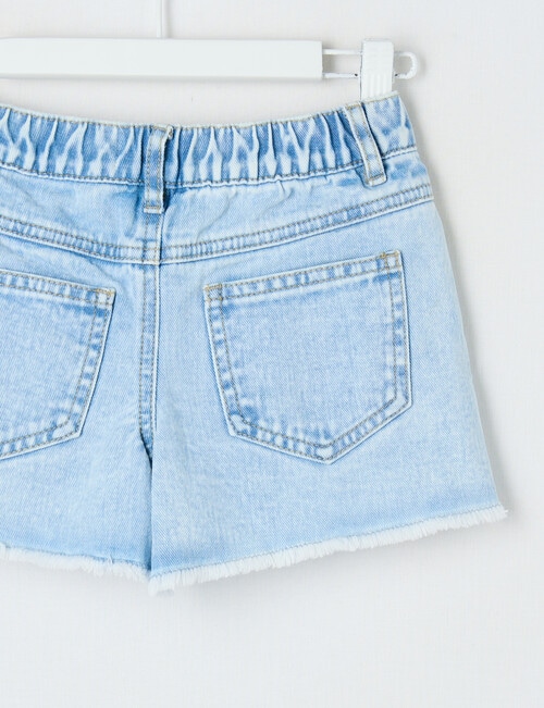 Mac & Ellie Denim Crochet Daisies Short, Light Blue product photo View 02 L