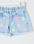 Mac & Ellie Denim Crochet Daisies Short, Light Blue product photo View 03 S