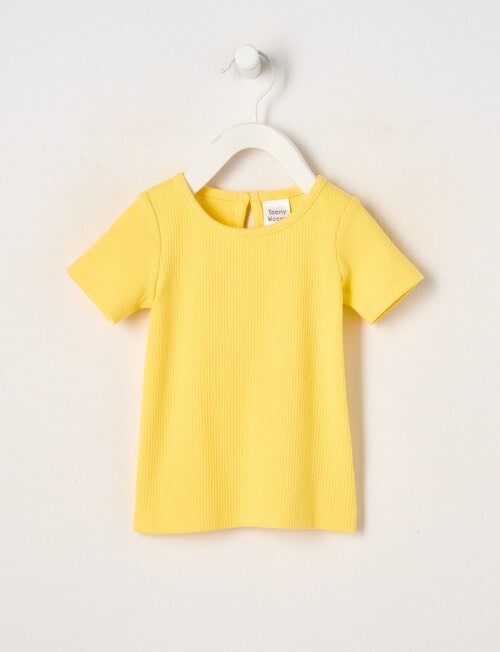 Teeny Weeny Alphabet Soup Play Girls Short Sleeve Rib Tee, Yellow product photo