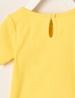 Teeny Weeny Alphabet Soup Play Girls Short Sleeve Rib Tee, Yellow product photo View 02 S