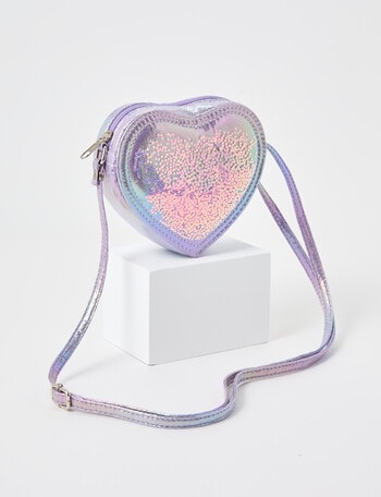 Mac & Ellie Heart Sequin Cross Body Bag, Lilac product photo