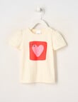 Teeny Weeny Heart Print Girls Short Sleeve Single Jersey Tee, Papyrus product photo