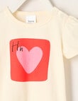 Teeny Weeny Heart Print Girls Short Sleeve Single Jersey Tee, Papyrus product photo View 02 S