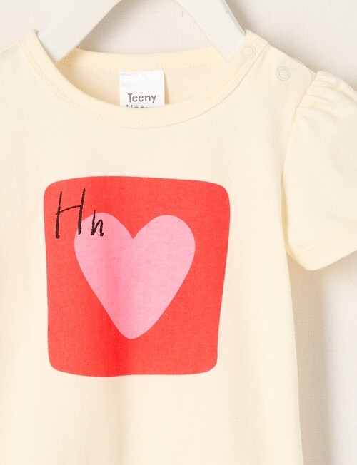 Teeny Weeny Heart Print Girls Short Sleeve Single Jersey Tee, Papyrus product photo View 02 L