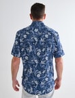 Chisel Palm Short Sleeve Shirt, Blue product photo View 02 S