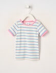Teeny Weeny Alphabet Soup Play Girls Short Sleeve Rib Tee, Tinted Aqua product photo