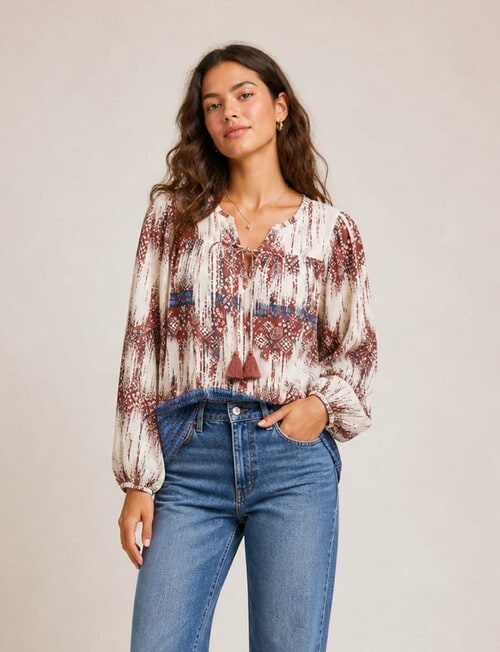 Vero Moda Eliza Isabel Long Sleeve Top, Birch product photo