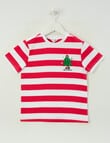 Mac & Ellie Stripe Christmas Short Sleeve Tee, Cherry product photo