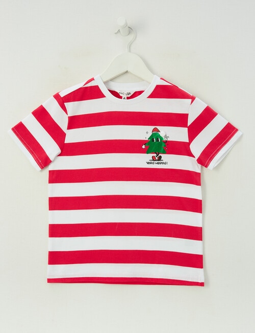 Mac & Ellie Stripe Christmas Short Sleeve Tee, Cherry product photo