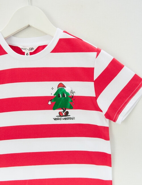 Mac & Ellie Stripe Christmas Short Sleeve Tee, Cherry product photo View 02 L
