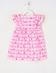 Teeny Weeny Alphabet Soup Check Double Frill Cotton Dress, Pink product photo View 02 S