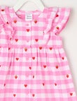 Teeny Weeny Alphabet Soup Check Double Frill Cotton Dress, Pink product photo View 03 S