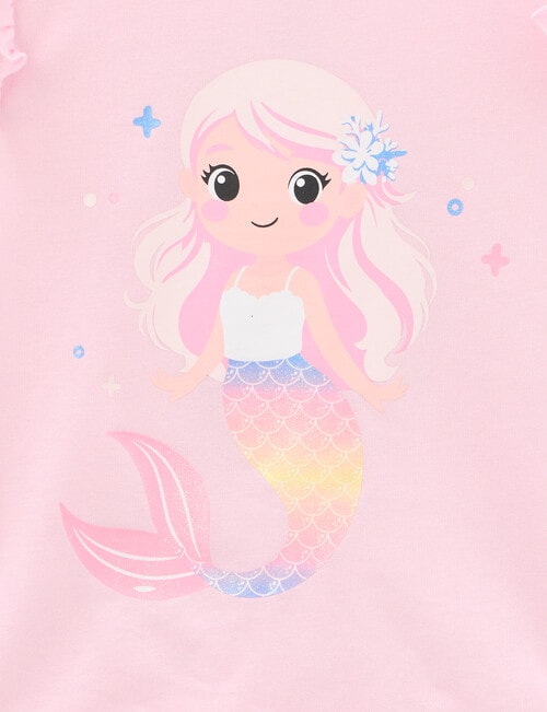 Sleep Mode Little Mermaid Knit Woven PJ Set, Candy Pink product photo View 02 L