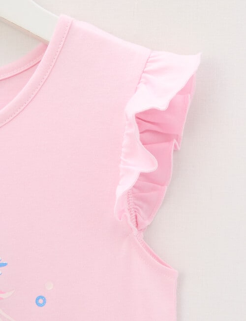 Sleep Mode Little Mermaid Knit Woven PJ Set, Candy Pink product photo View 03 L