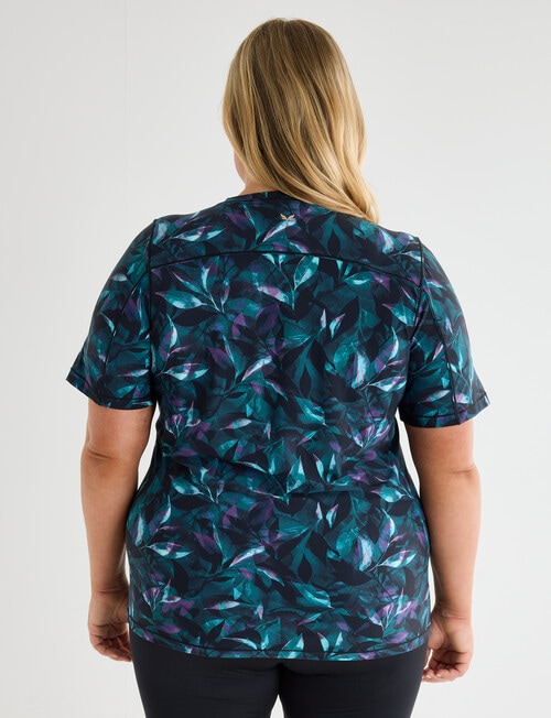 Superfit Curve V-Neck Print Tee, Green Leaf Print product photo View 02 L