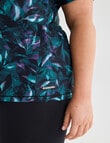 Superfit Curve V-Neck Print Tee, Green Leaf Print product photo View 05 S