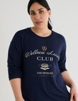 Superfit Curve Wellness Print Scoop Hem Sweater, Bright Navy product photo