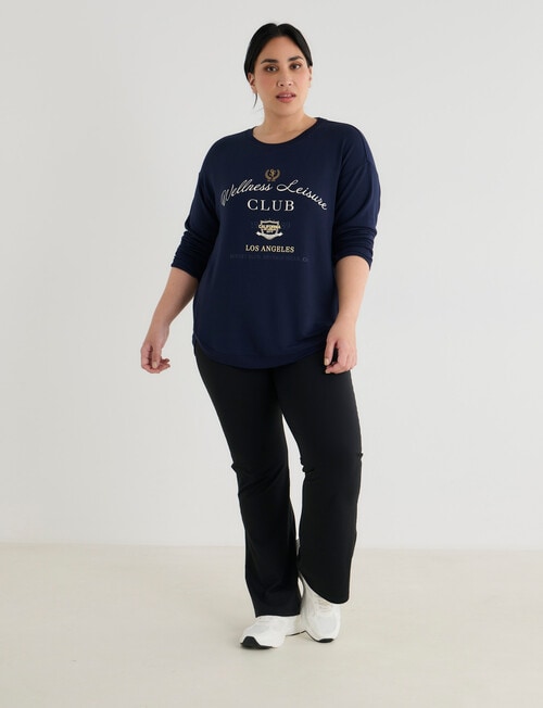 Superfit Curve Wellness Print Scoop Hem Sweater, Bright Navy product photo View 03 L