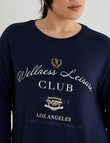Superfit Curve Wellness Print Scoop Hem Sweater, Bright Navy product photo View 04 S