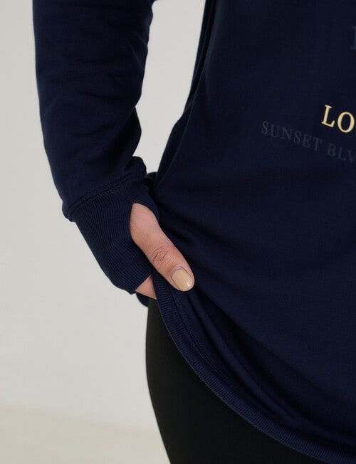 Superfit Curve Wellness Print Scoop Hem Sweater, Bright Navy product photo View 05 L