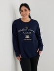 Superfit Curve Wellness Print Scoop Hem Sweater, Bright Navy product photo View 07 S