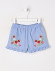Teeny Weeny Girls Alphabet Soup Denim Chambray Short, Blue product photo