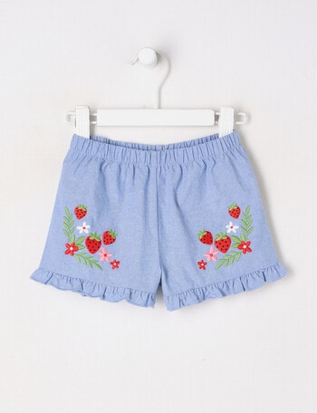 Teeny Weeny Girls Alphabet Soup Denim Chambray Short, Blue product photo