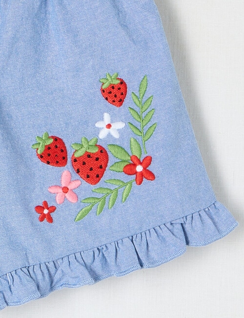 Teeny Weeny Girls Alphabet Soup Denim Chambray Short, Blue product photo View 02 L