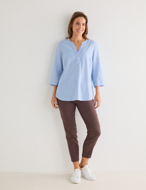 Line 7 Vacay Linen Blend Top, Vista Blue product photo View 03 L