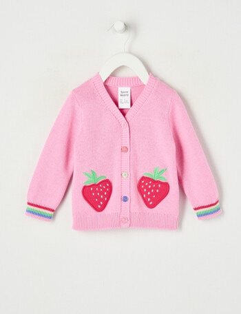Teeny Weeny Strawberry Fields Pink Pop V-neck Cardigan product photo