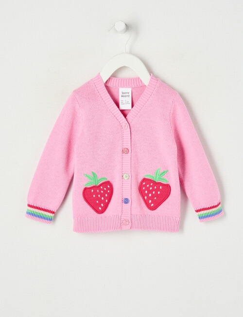 Teeny Weeny Strawberry Fields Pink Pop V-neck Cardigan product photo