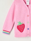 Teeny Weeny Strawberry Fields Pink Pop V-neck Cardigan product photo View 02 S
